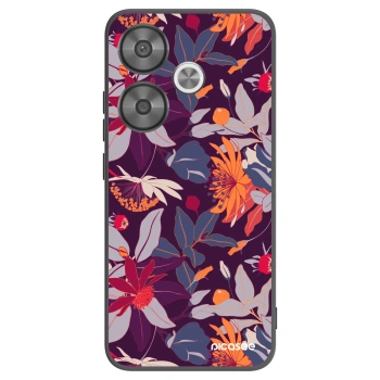 Picasee silikónový čierny obal pre Xiaomi Poco F6 - Purple Leaf