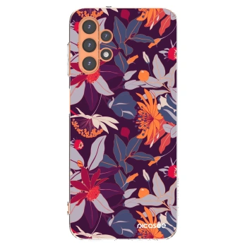 Picasee silikónový prehľadný obal pre Samsung Galaxy A13 5G - Purple Leaf