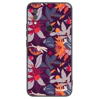 Picasee silikónový čierny obal pre Xiaomi Redmi 7 - Purple Leaf