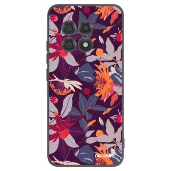 Picasee silikónový čierny obal pre OnePlus 13R 5G - Purple Leaf