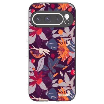 Picasee silikónový čierny obal pre Google Pixel 9 Pro XL - Purple Leaf