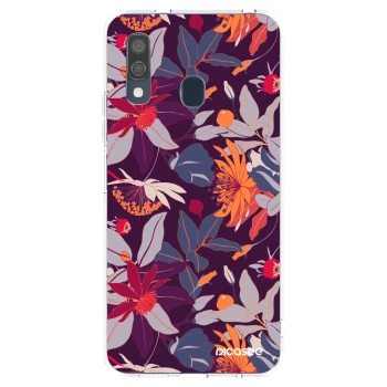 Picasee silikónový prehľadný obal pre Samsung Galaxy A40 A405F - Purple Leaf