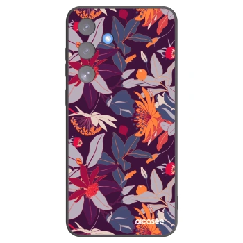Picasee silikónový čierny obal pre Samsung Galaxy S25 FE 5G - Purple Leaf