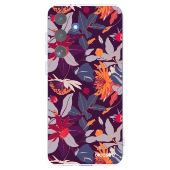 Picasee silikónový prehľadný obal pre Samsung Galaxy S25 FE 5G - Purple Leaf