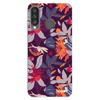 Picasee silikónový prehľadný obal pre Huawei P30 Lite - Purple Leaf