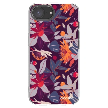 Picasee silikónový prehľadný obal pre Apple iPhone 17e - Purple Leaf