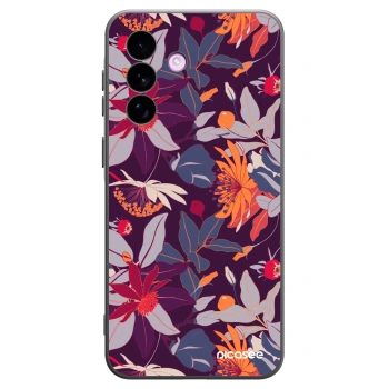Picasee silikónový čierny obal pre Samsung Galaxy A57 5G - Purple Leaf