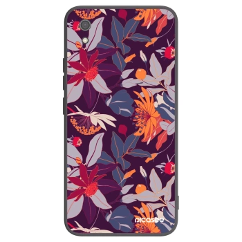 Picasee silikónový čierny obal pre Xiaomi Redmi 7A - Purple Leaf