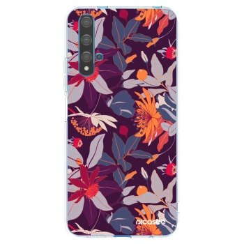 Picasee silikónový prehľadný obal pre Huawei Nova 5T - Purple Leaf