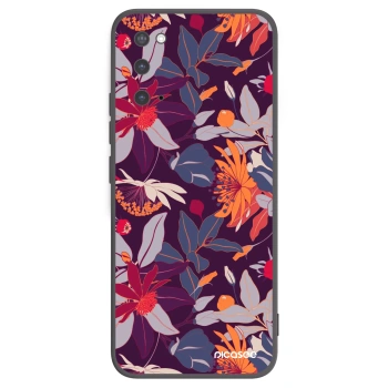 Picasee silikónový čierny obal pre Samsung Galaxy S20 G980F - Purple Leaf