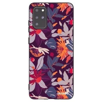 Picasee silikónový čierny obal pre Samsung Galaxy S20+ G985F - Purple Leaf
