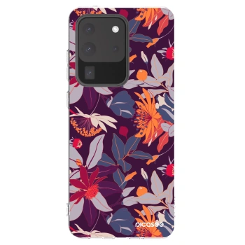 Picasee silikónový prehľadný obal pre Samsung Galaxy S20 Ultra 5G G988F - Purple Leaf