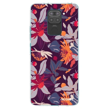 Picasee silikónový čierny obal pre Xiaomi Redmi Note 9 - Purple Leaf