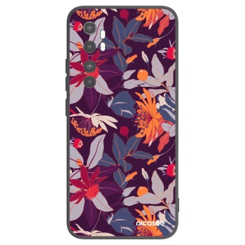 Picasee silikónový čierny obal pre Xiaomi Mi Note 10 Lite - Purple Leaf