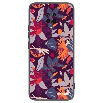 Picasee silikónový čierny obal pre Xiaomi Redmi Note 9S - Purple Leaf