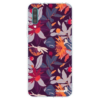 Picasee silikónový prehľadný obal pre Samsung Galaxy A30s A307F - Purple Leaf