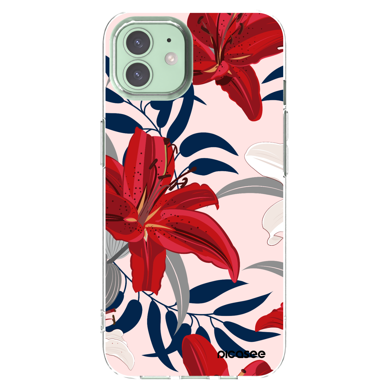 Silikónový prehľadný obal pre Apple iPhone 12 - Red Lily