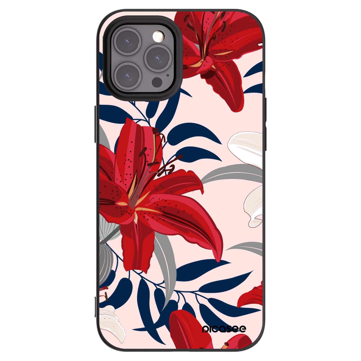 Picasee silikónový čierny obal pre Apple iPhone 12 Pro Max - Red Lily