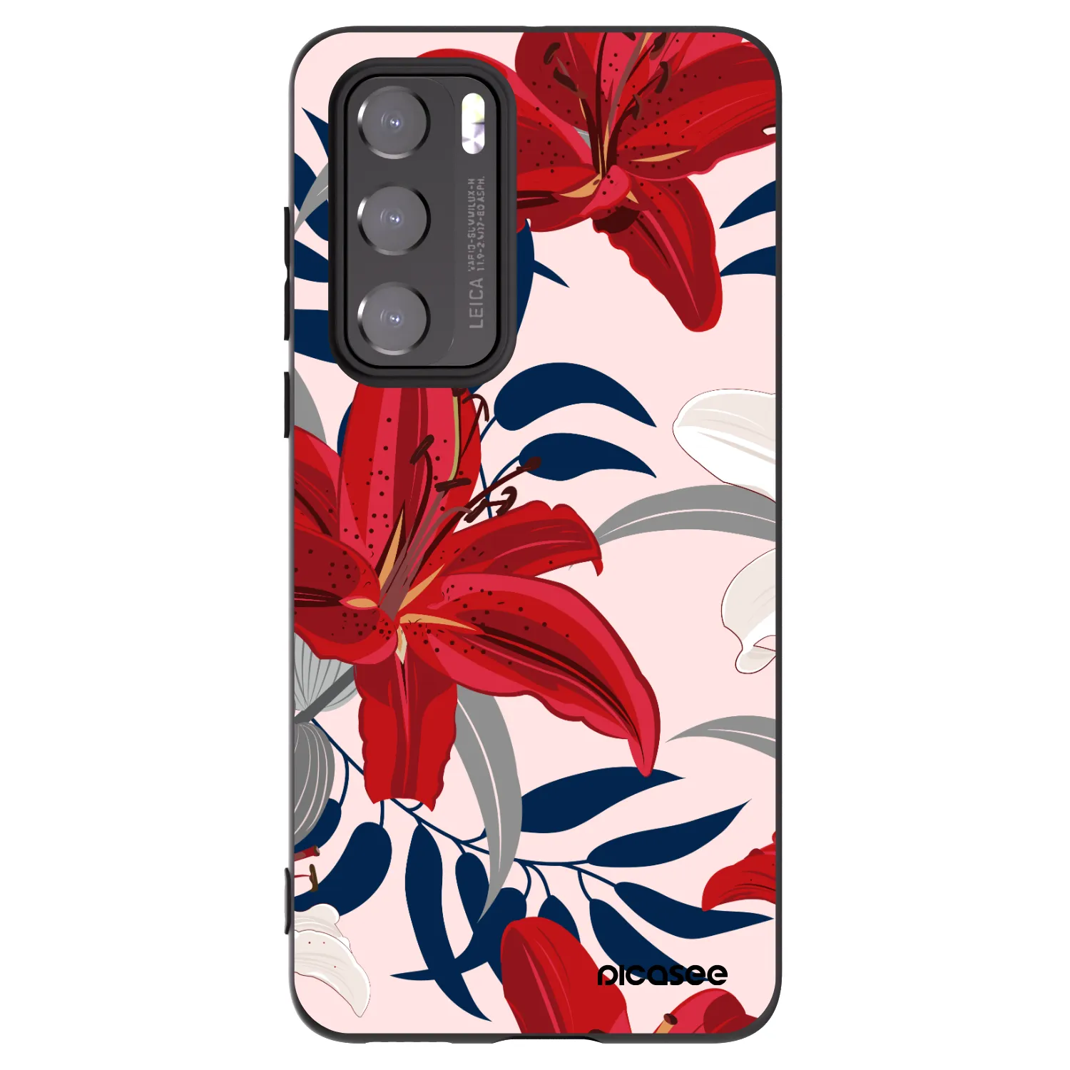 Picasee silikónový čierny obal pre Huawei P40 - Red Lily