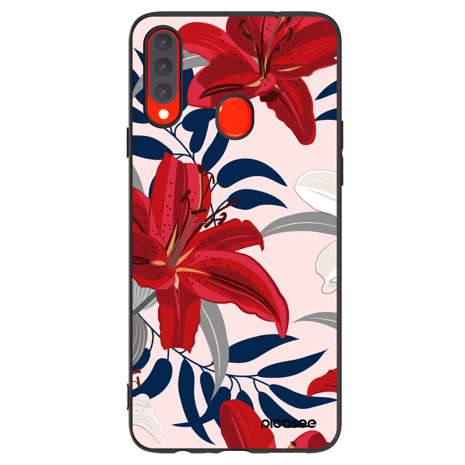 Picasee silikónový čierny obal pre Samsung Galaxy A20s - Red Lily