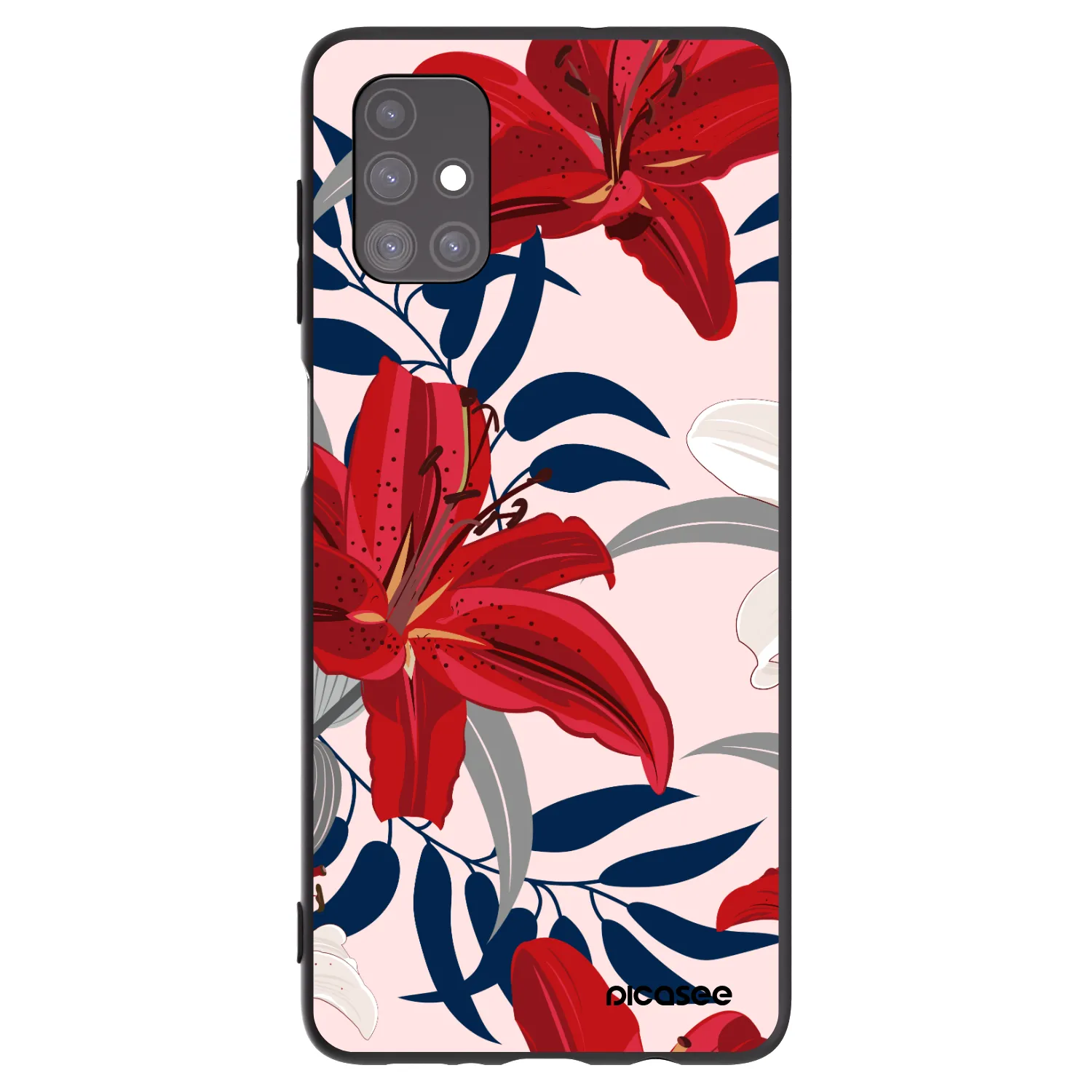 Picasee silikónový čierny obal pre Samsung Galaxy M51 M515F - Red Lily