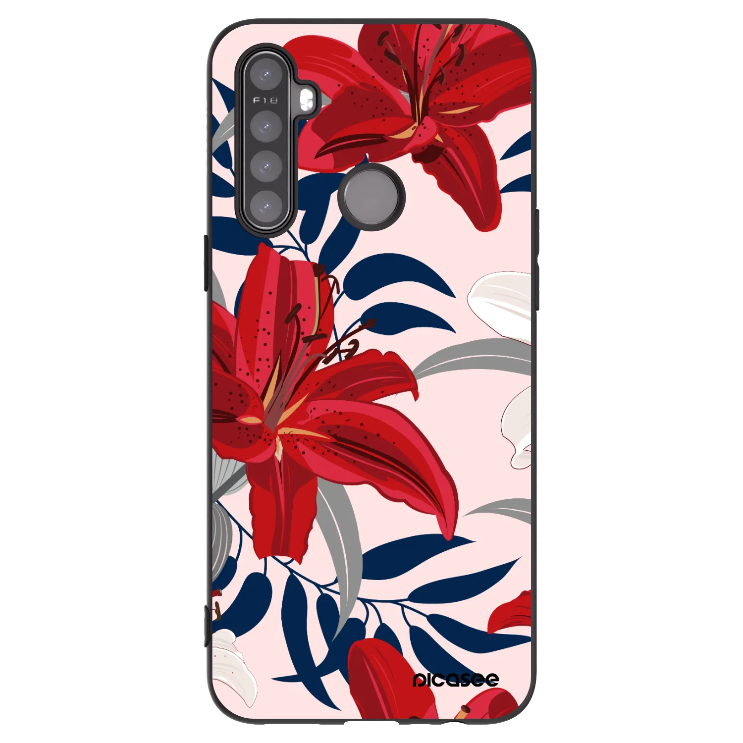 Picasee silikónový čierny obal pre Realme 6i - Red Lily