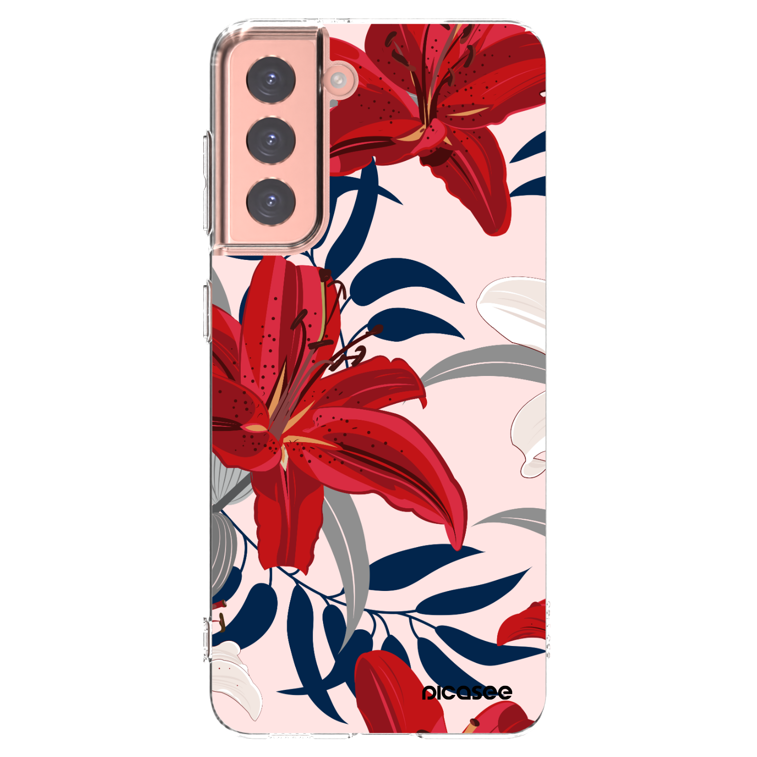Silikónový prehľadný obal pre Samsung Galaxy S21 5G G991B - Red Lily
