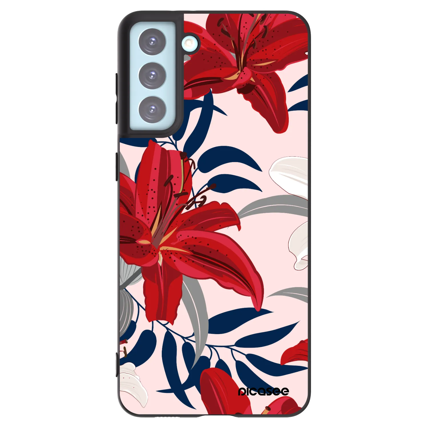 Picasee silikónový čierny obal pre Samsung Galaxy S21+ 5G G996F - Red Lily