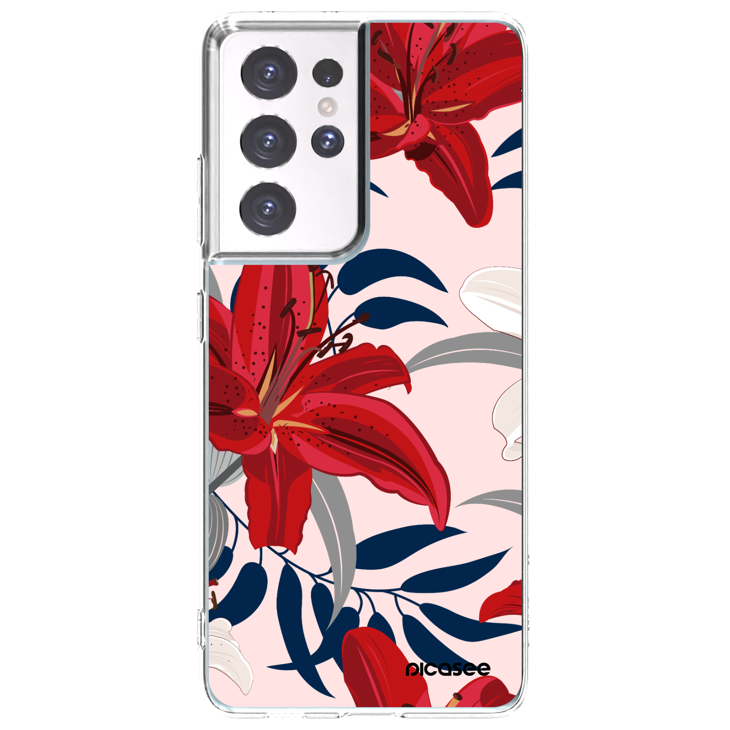 Picasee silikónový prehľadný obal pre Samsung Galaxy S21 Ultra 5G G998B - Red Lily