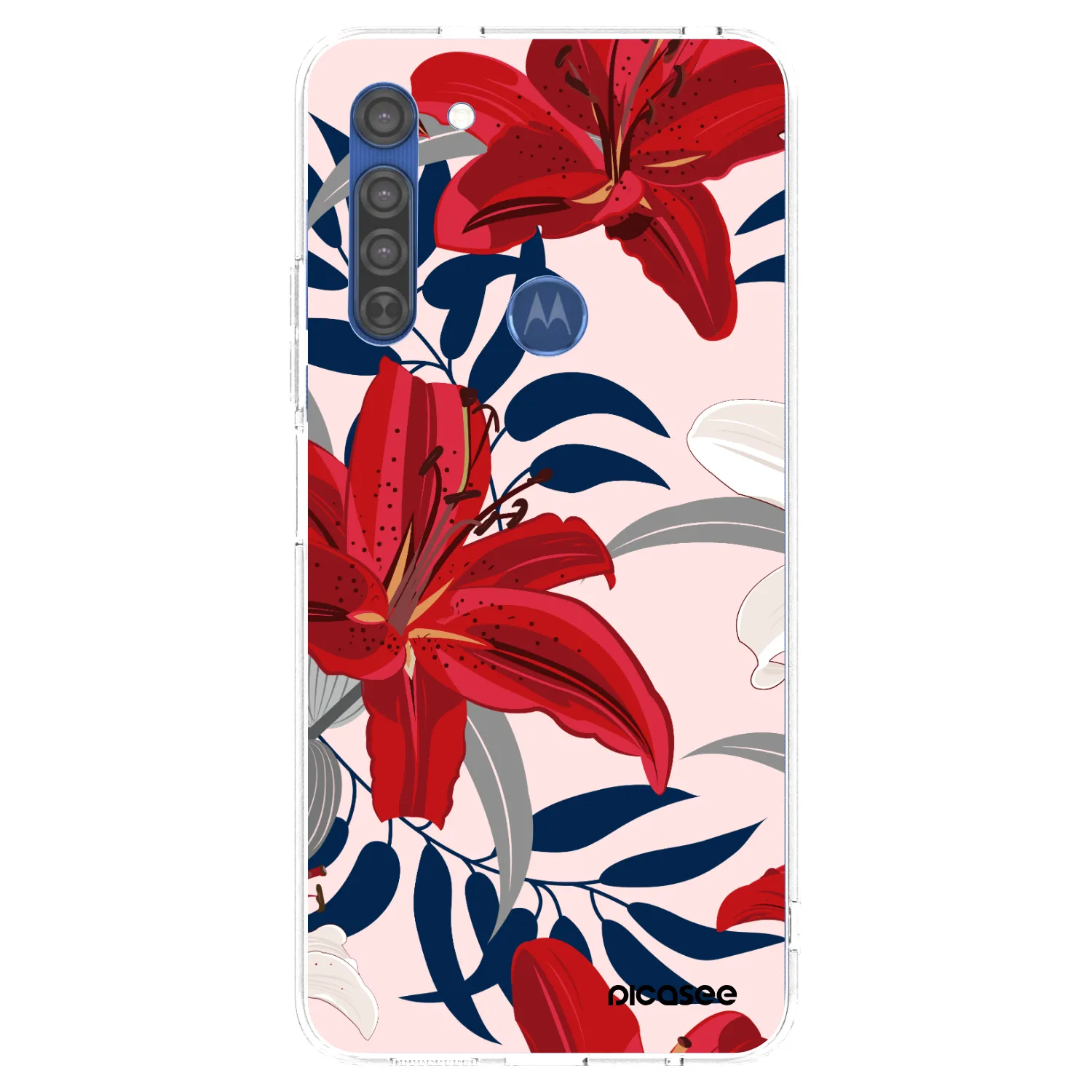 Picasee silikónový prehľadný obal pre Motorola Moto G8 - Red Lily