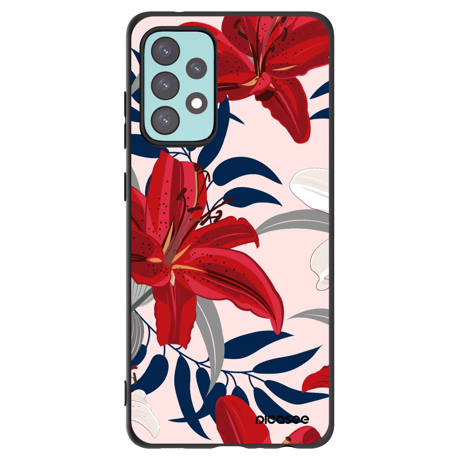 Picasee silikónový čierny obal pre Samsung Galaxy A72 A725F - Red Lily
