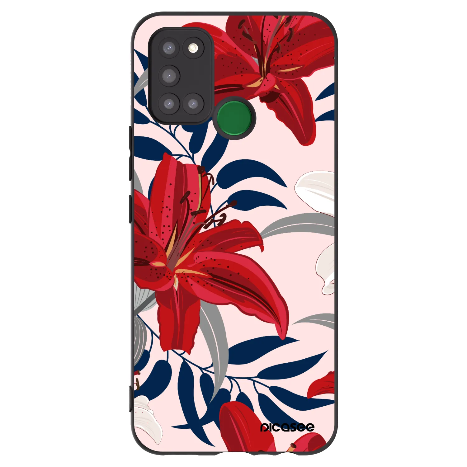 Picasee silikónový čierny obal pre Realme 7i - Red Lily