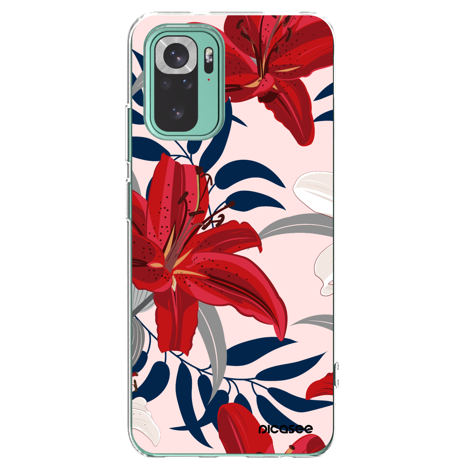 Picasee silikónový prehľadný obal pre Xiaomi Redmi Note 10 Pro - Red Lily