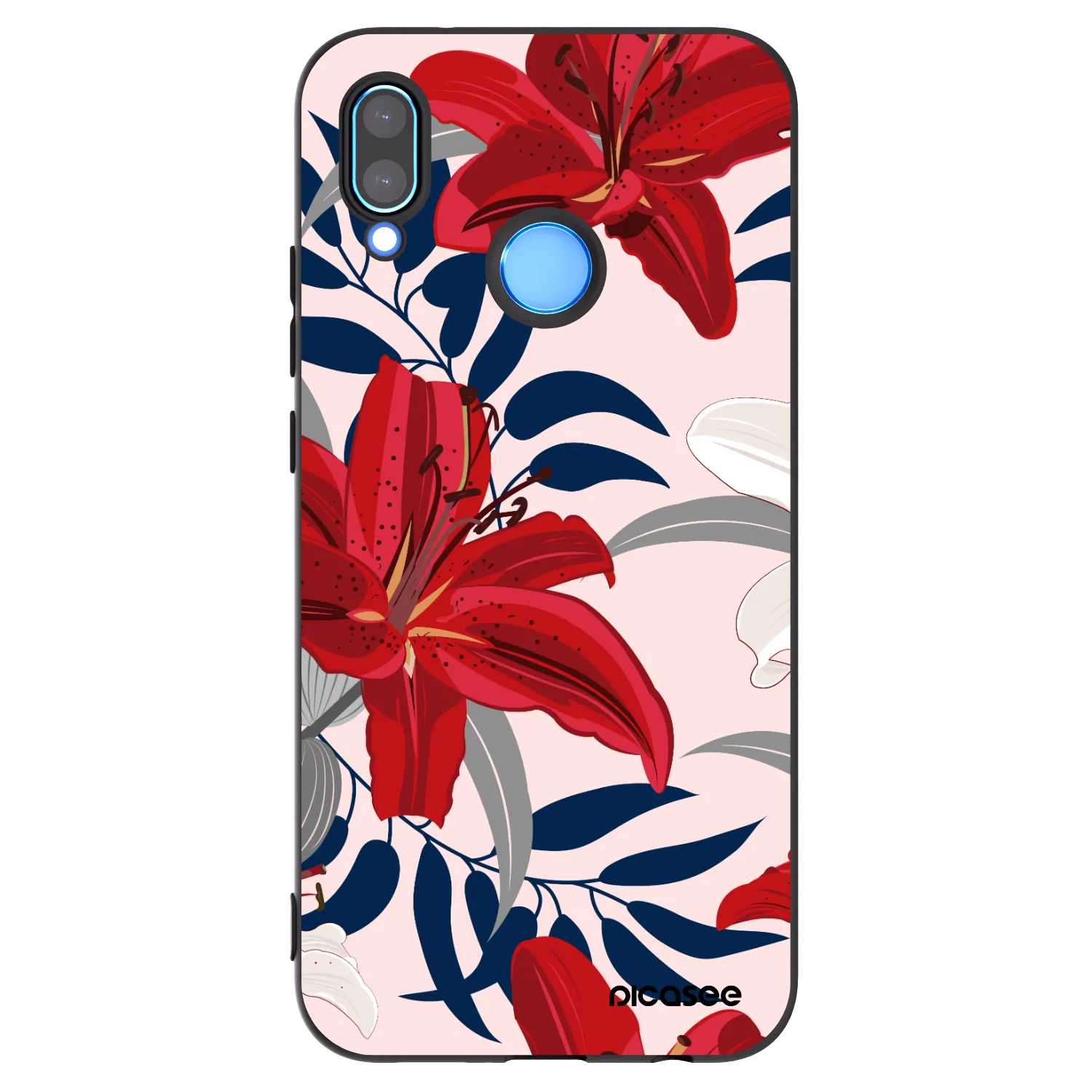 Picasee silikónový čierny obal pre Huawei P20 Lite - Red Lily