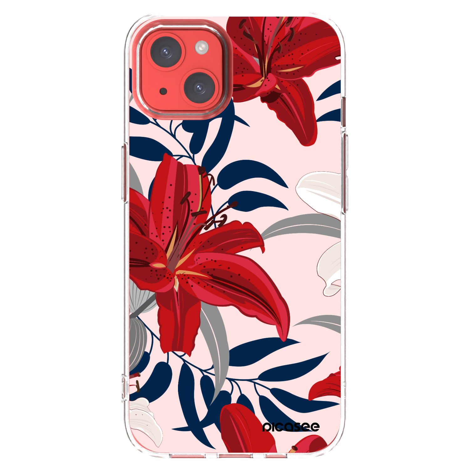 Picasee silikónový prehľadný obal pre Apple iPhone 13 - Red Lily