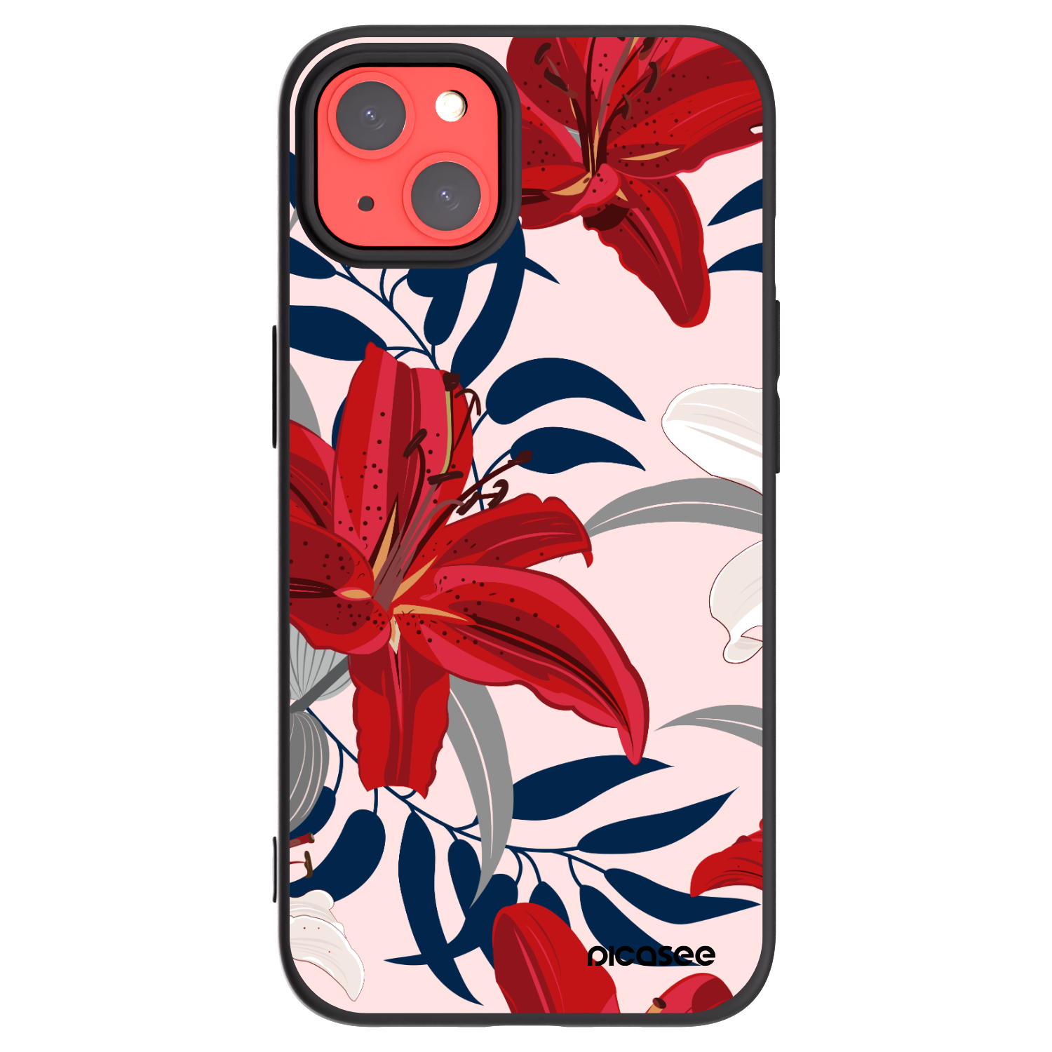 Picasee silikónový čierny obal pre Apple iPhone 13 - Red Lily