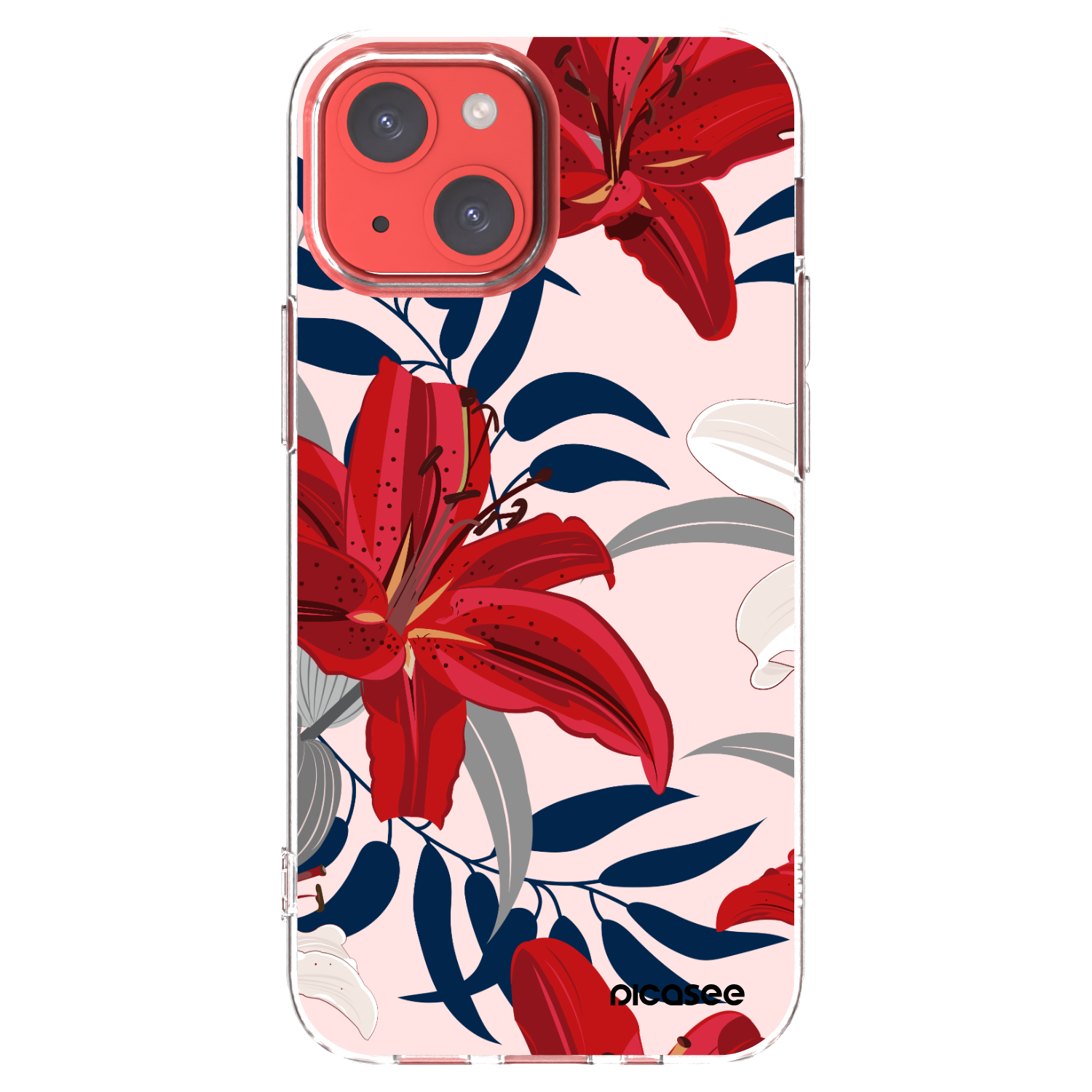 Picasee silikónový prehľadný obal pre Apple iPhone 13 mini - Red Lily