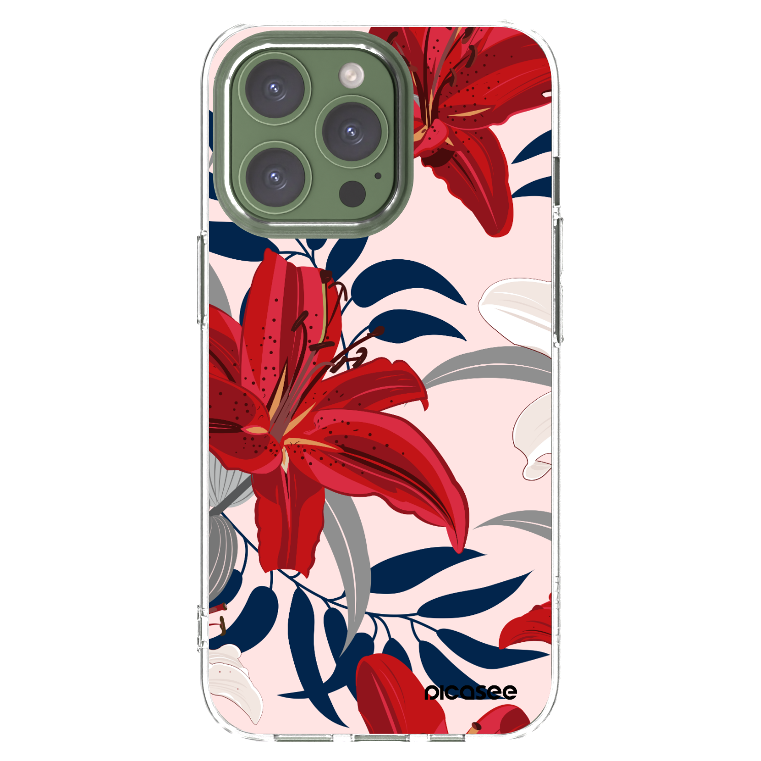 Picasee silikónový prehľadný obal pre Apple iPhone 13 Pro - Red Lily