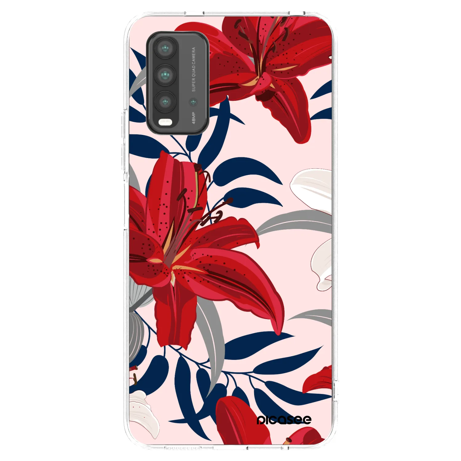 Picasee silikónový čierny obal pre Xiaomi Redmi 9T - Red Lily