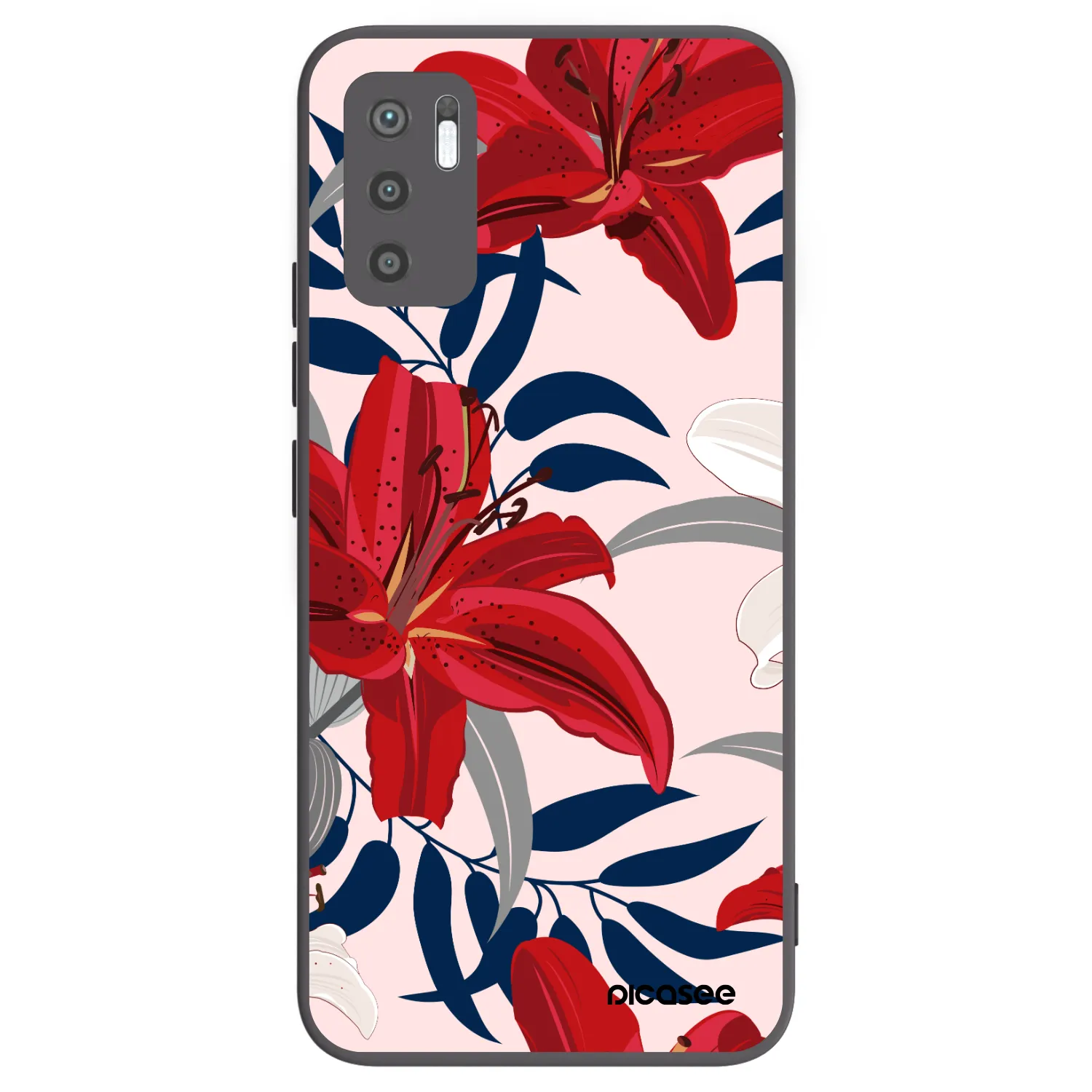 Picasee silikónový čierny obal pre Xiaomi Redmi Note 10 5G - Red Lily