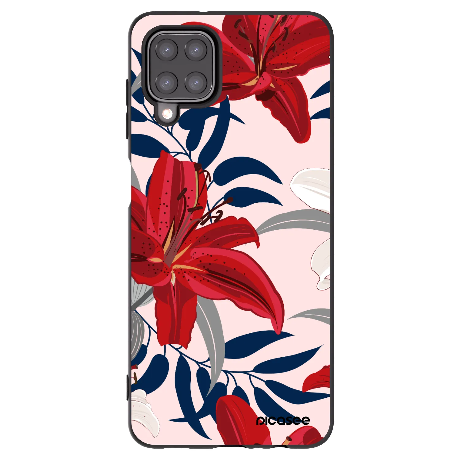 Picasee silikónový čierny obal pre Samsung Galaxy M12 M127F - Red Lily