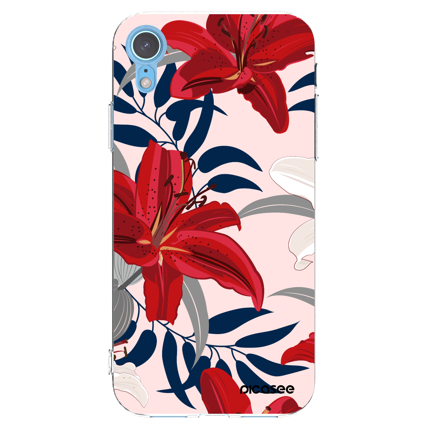 Picasee silikónový prehľadný obal pre Apple iPhone XR - Red Lily