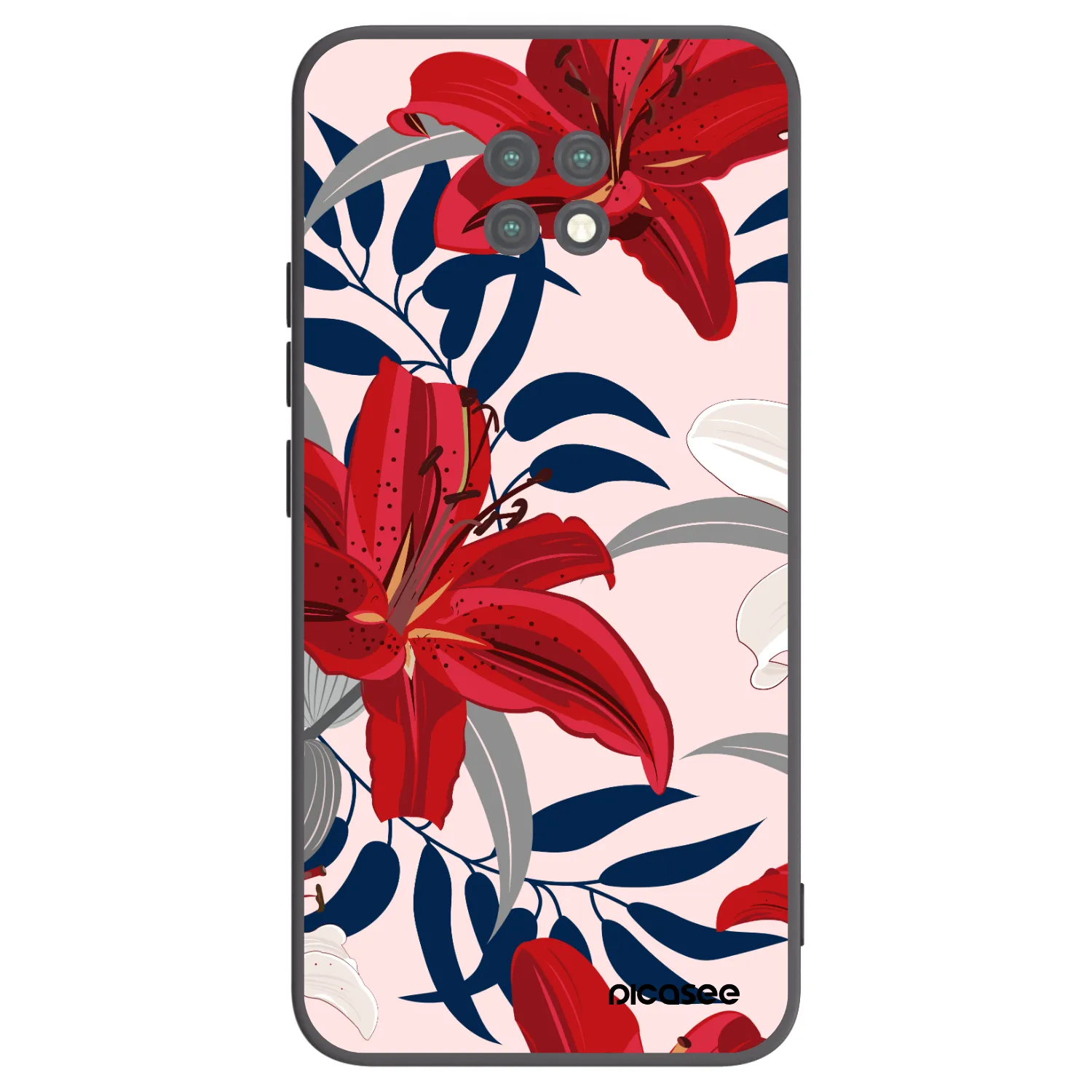 Picasee silikónový čierny obal pre Xiaomi Redmi Note 9T - Red Lily