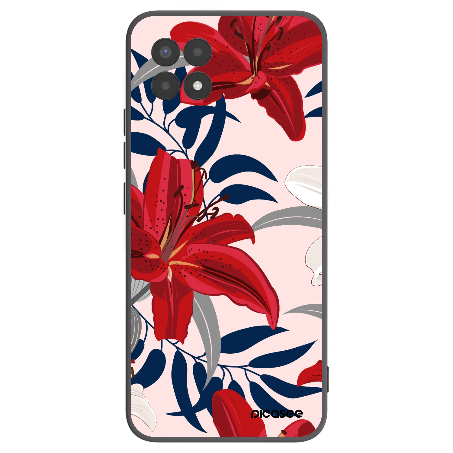 Picasee silikónový čierny obal pre Realme 8i - Red Lily