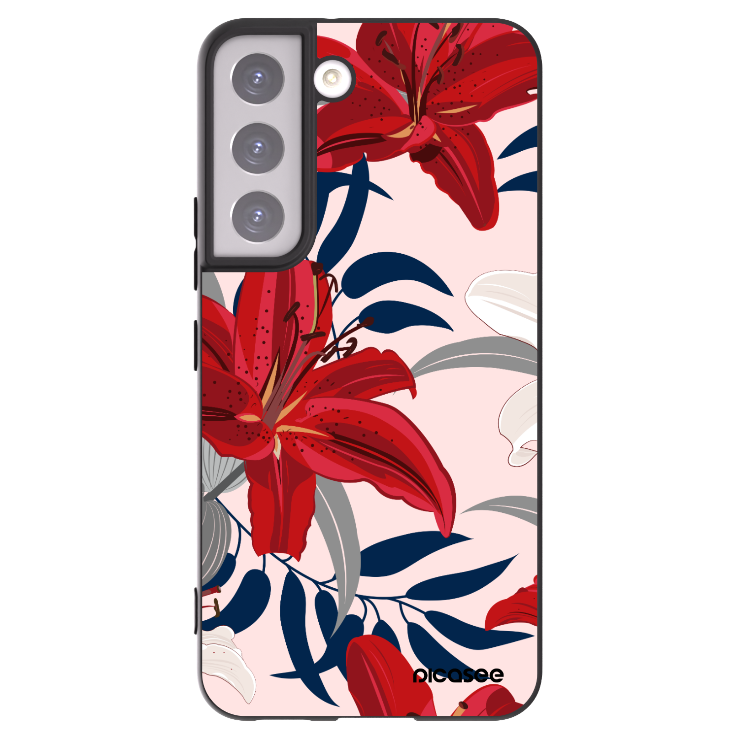 Picasee silikónový čierny obal pre Samsung Galaxy S22 5G - Red Lily