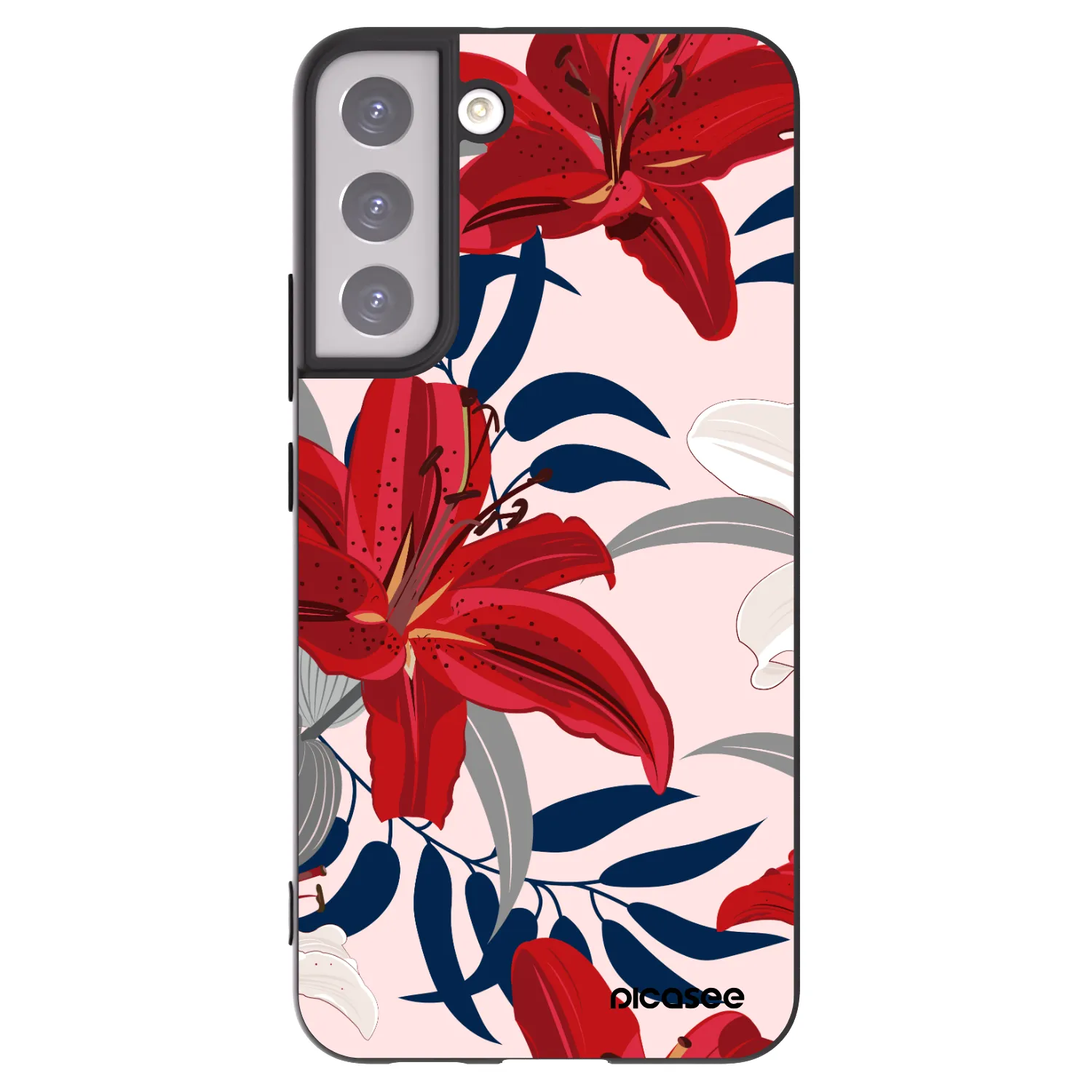 Picasee silikónový čierny obal pre Samsung Galaxy S22+ 5G - Red Lily