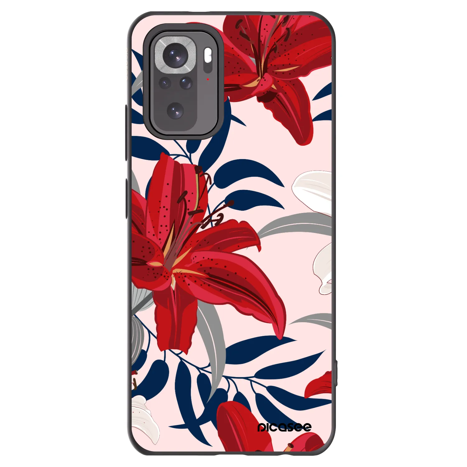 Picasee silikónový čierny obal pre Xiaomi Redmi Note 11S 4G - Red Lily