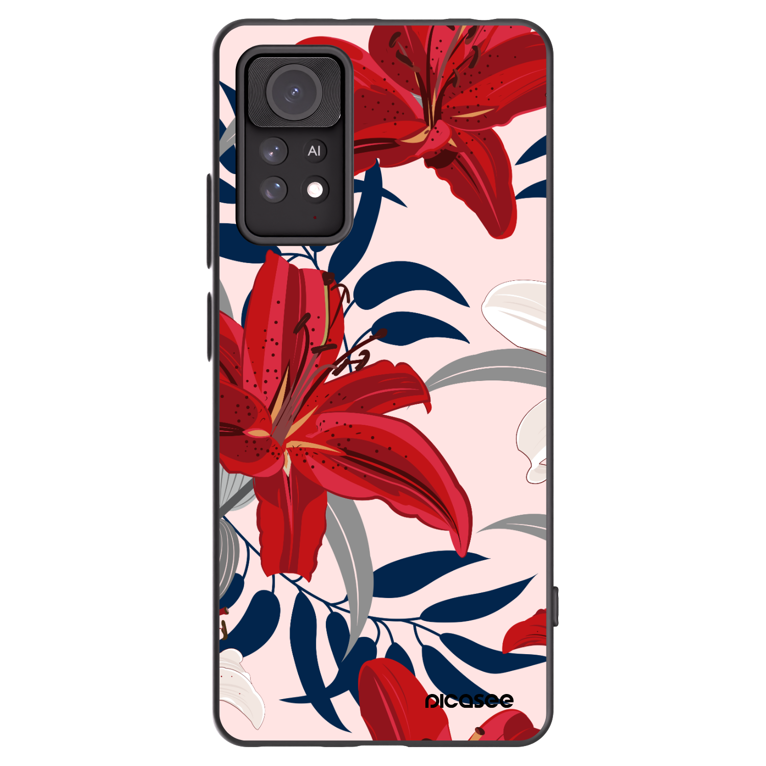 Picasee silikónový čierny obal pre Xiaomi Redmi Note 11 Pro - Red Lily