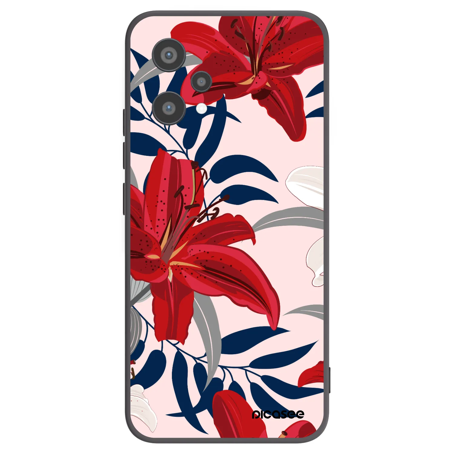 Picasee silikónový čierny obal pre Realme 9 Pro 5G - Red Lily