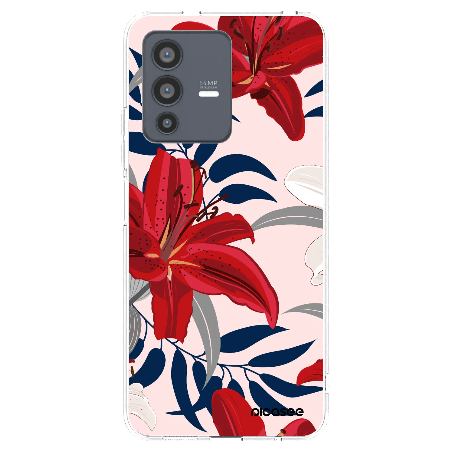 Picasee silikónový prehľadný obal pre Vivo V23 5G - Red Lily